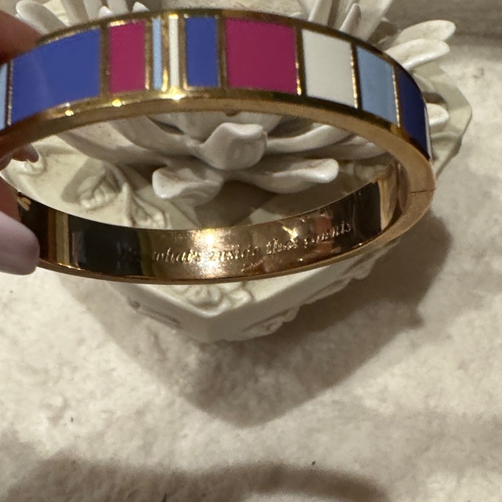 AUTHENTIC Kate Spade Gold Bangle with Blue and Red Accents - Picture 5 of 6